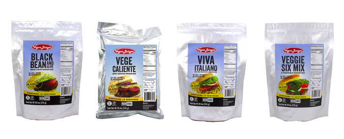 Vegan Burger 4-Pack (72 Servings Total): Viva Italiano, Veggie Six, Vege Caliente, and B.B. & Ohh!
